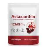 Astaxanthin cápsulas en bote para apoyo ocular y articular.