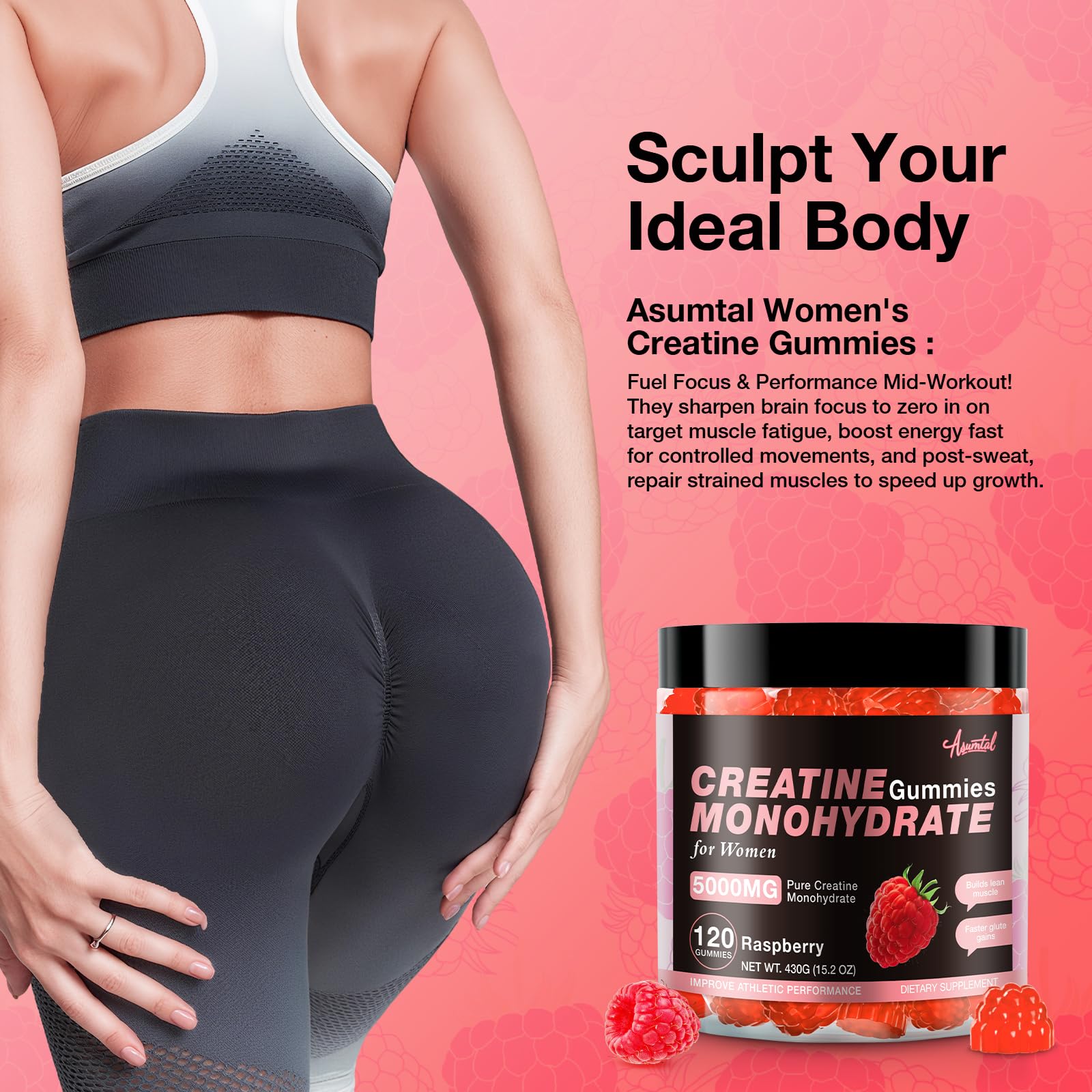 Asumtal Creatine ingredientes clave betaine y L-carnitina, formulación centrada en rendimiento.