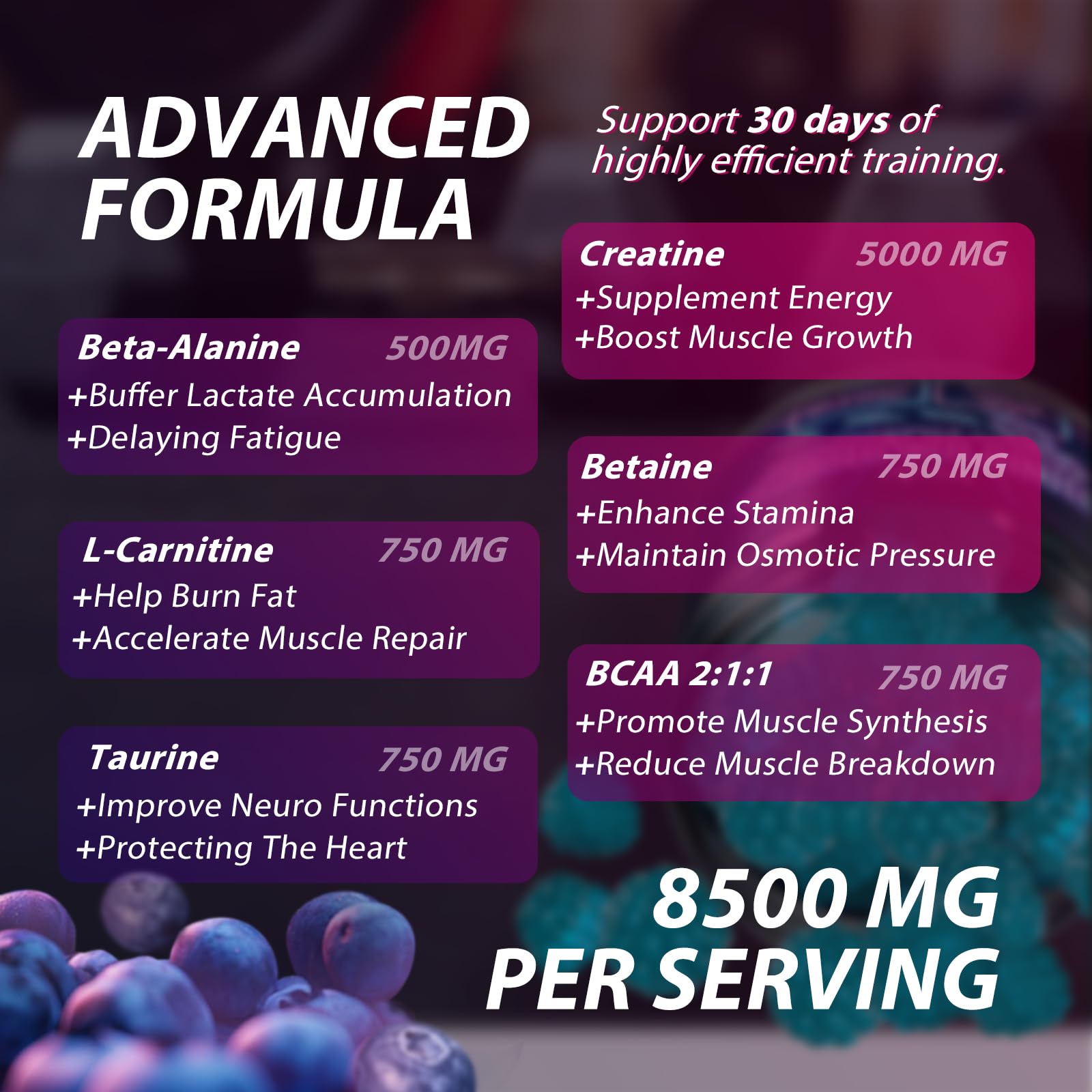 Asumtal Creatine Monohydrate Gummies sabor blueberry para recargar tras entrenar