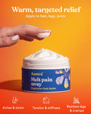 ASUTRA Melt Pain Away: aplicación suave en la mano para aliviar tensión en hombros y piernas.