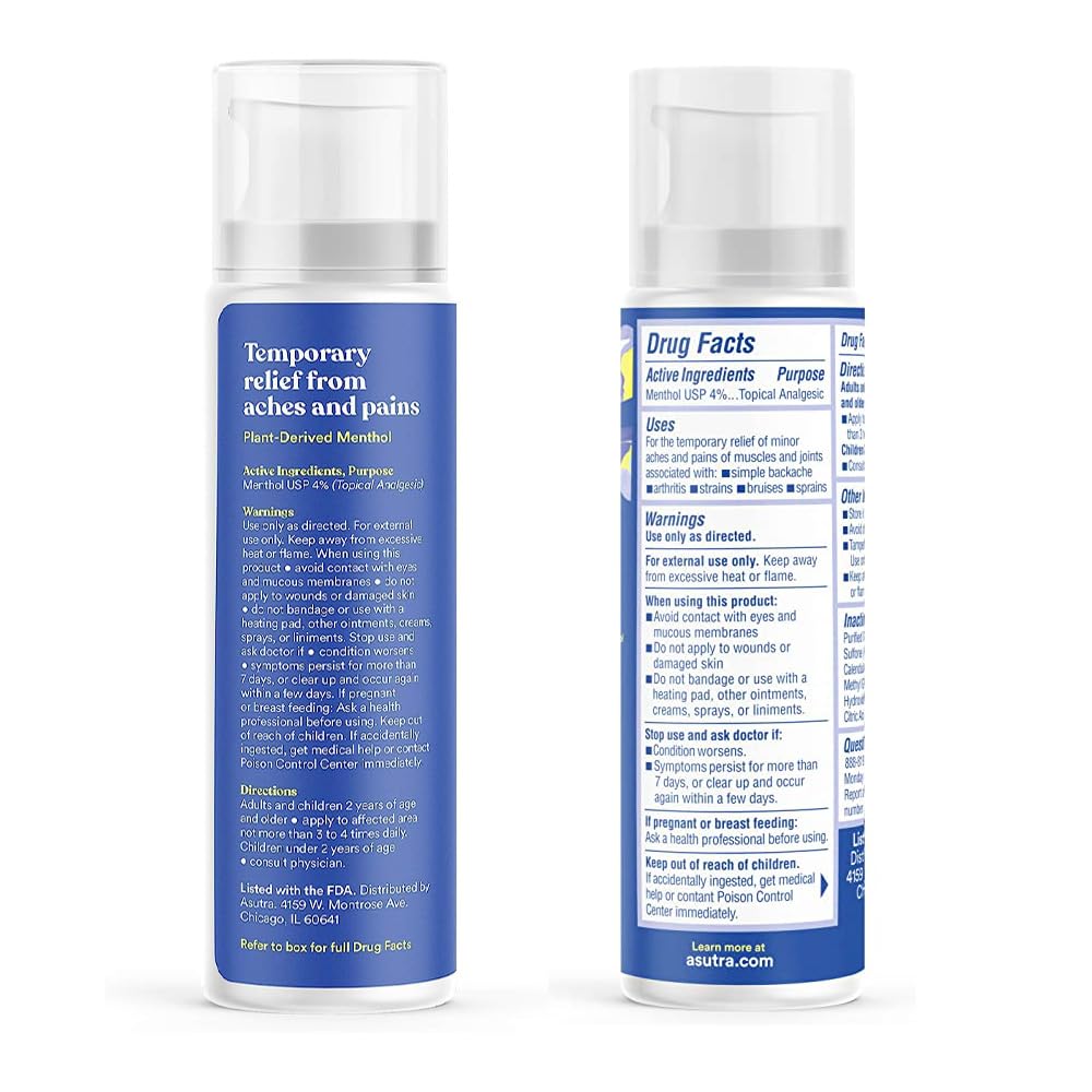 ASUTRA Crema de alivio, sensación de mentol, alivio refrescante para músculos tensos