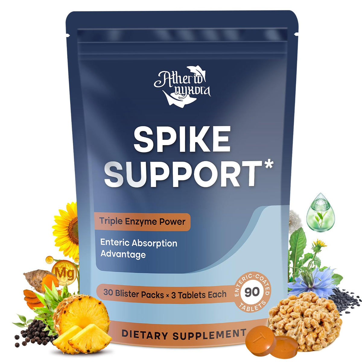 Atherionyxora Spike Detox, tabletas 90 para bienestar diario.