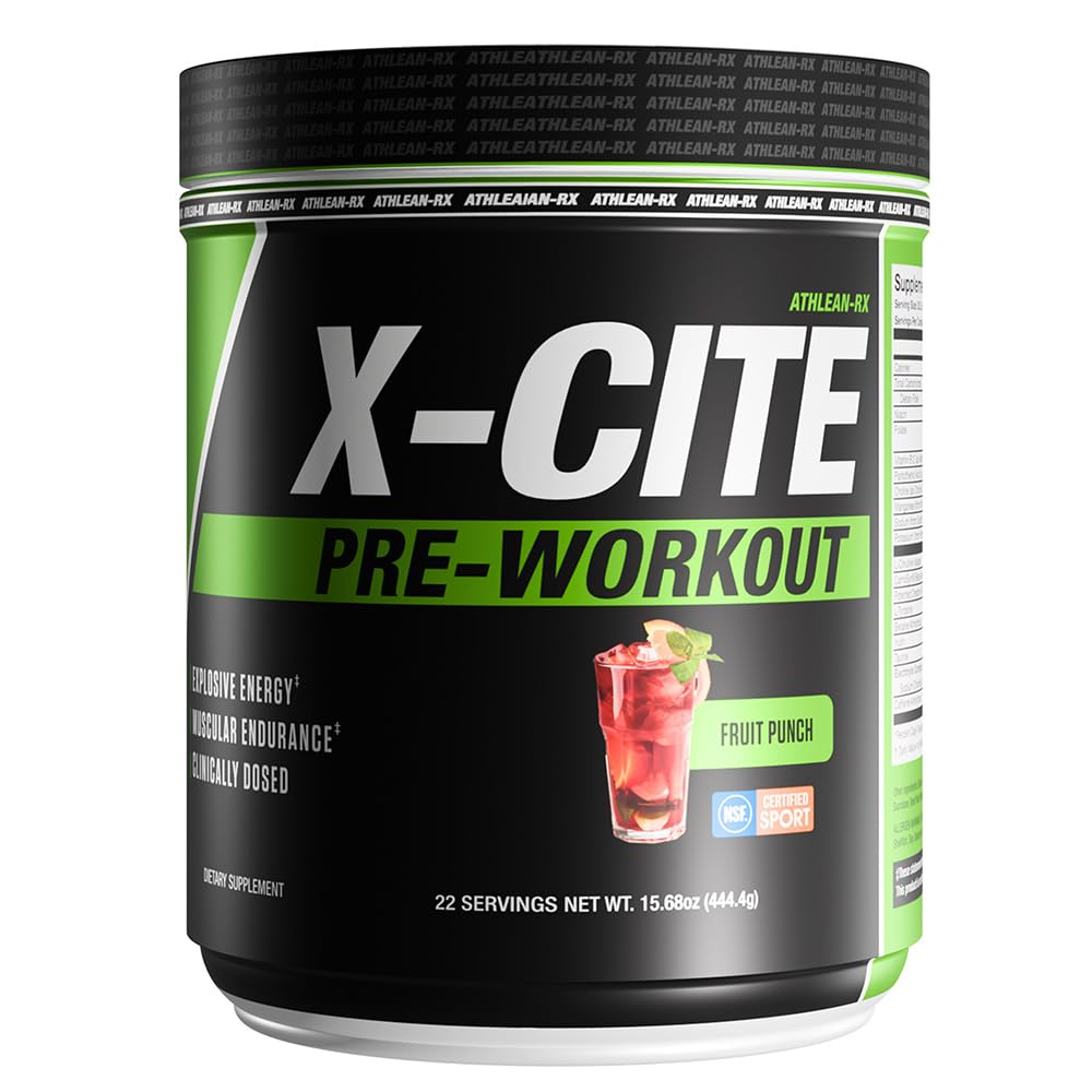 ATHLEAN-RX X-CITE frasco dosificador: energía sostenida para entrenamientos más largos.