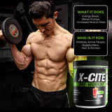 ATHLEAN-RX X-CITE sabor-fruta: energía sostenida y sabor agradable antes del entrenamiento.
