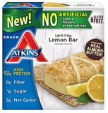 Barra Atkins Limón crujiente en empaque práctico, ideal para meriendas rápidas.