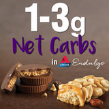 Porción de Atkins Endulge Caramel Nut Chew Bar de 130 calorías.