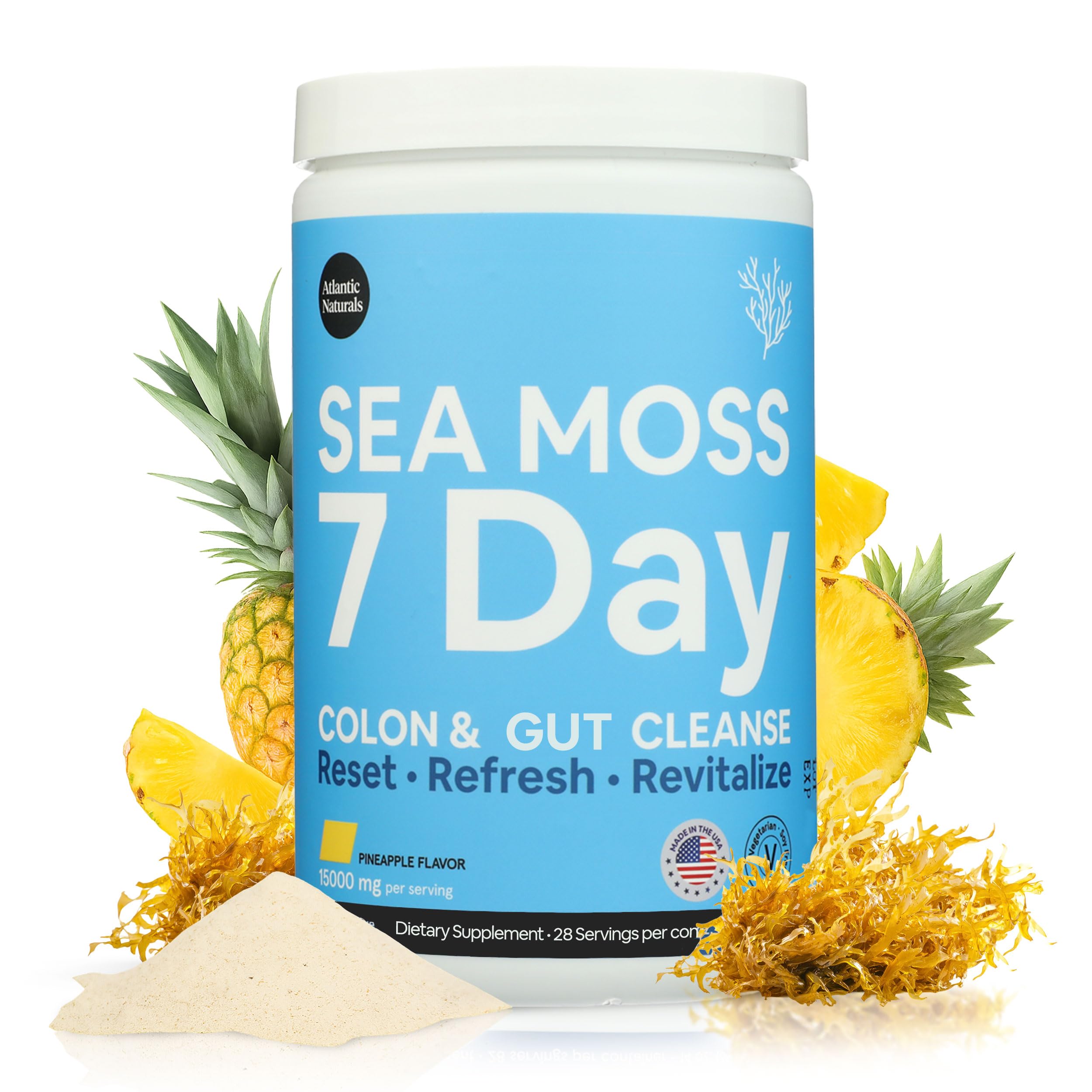 Atlantic Naturals bebida digestiva sabor piña para apoyar el tránsito intestinal