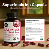 Atlantic Naturals caja de cápsulas Sea Moss con Remolacha para uso diario.