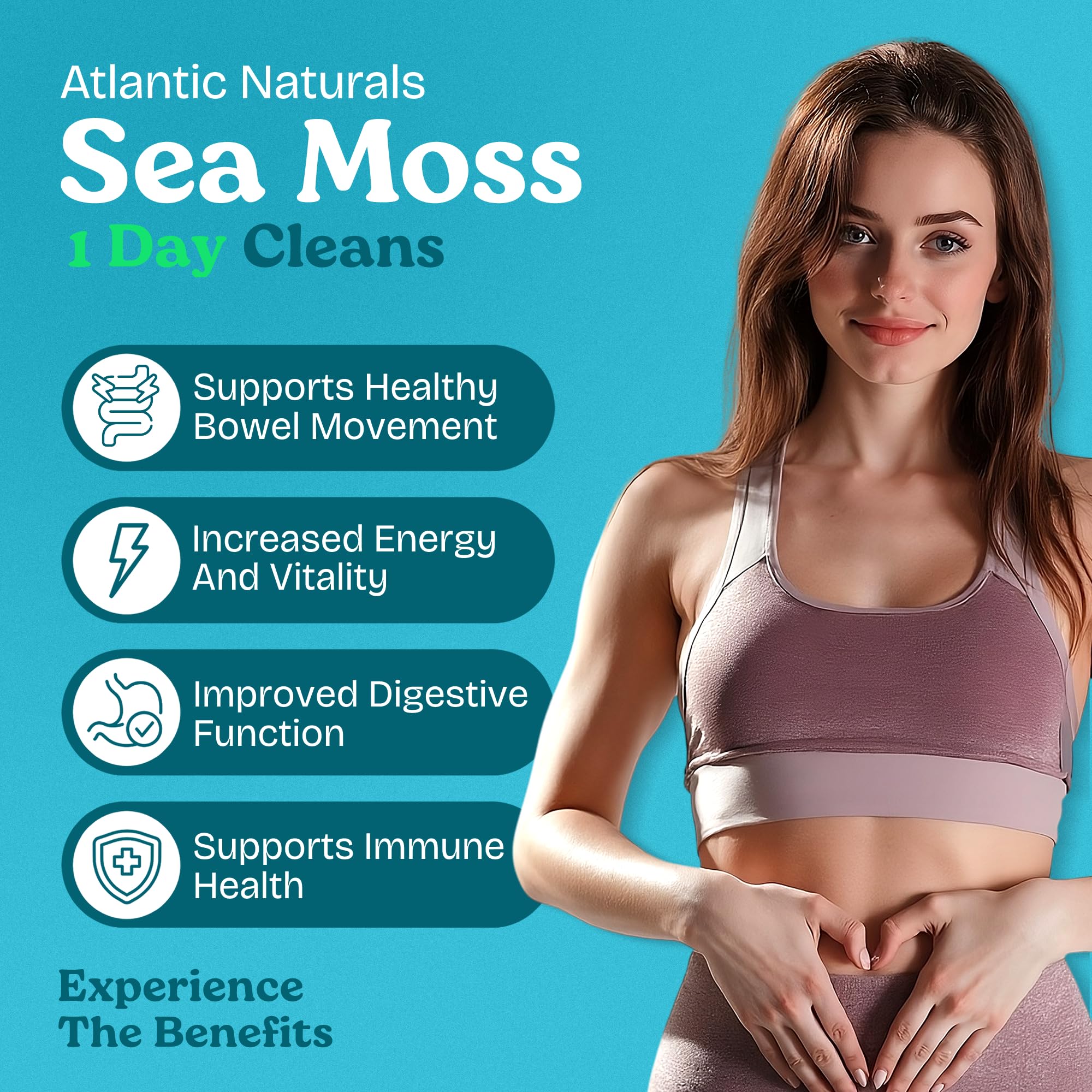 Atlantic Naturals desintoxicación de cuerpo completo con musgo marino, energizante.