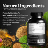 Atlantic Naturals mezcla fucus vesiculosus y raíz de bardana con pimienta negra: mejora potencial de absorción