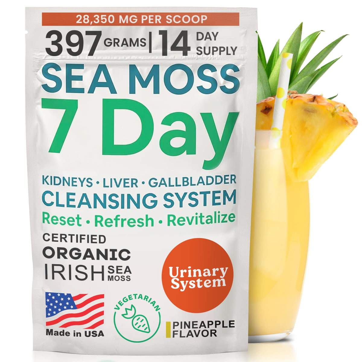 Botella Atlantic Naturals Sea Moss Detox para uso diario