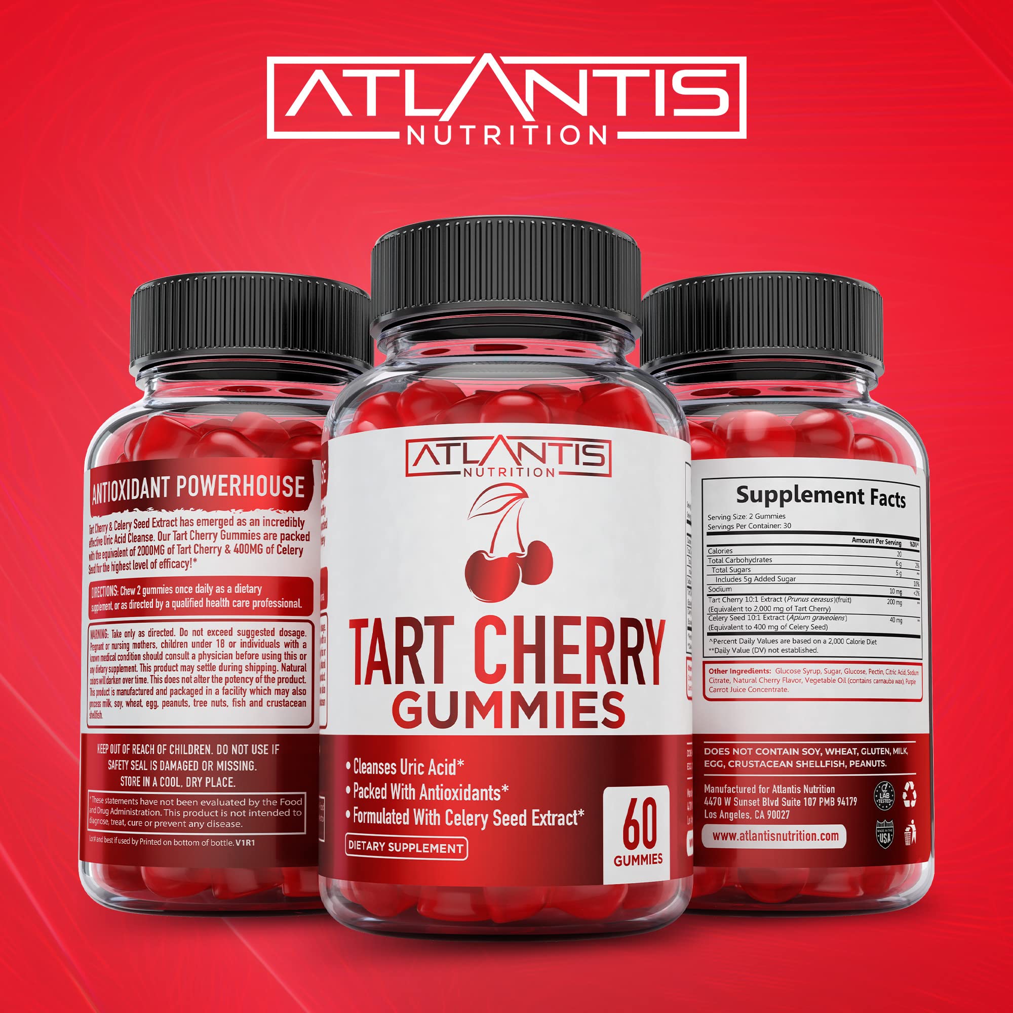 Etiqueta de Atlantis Nutrition mostrando origen en EE. UU.