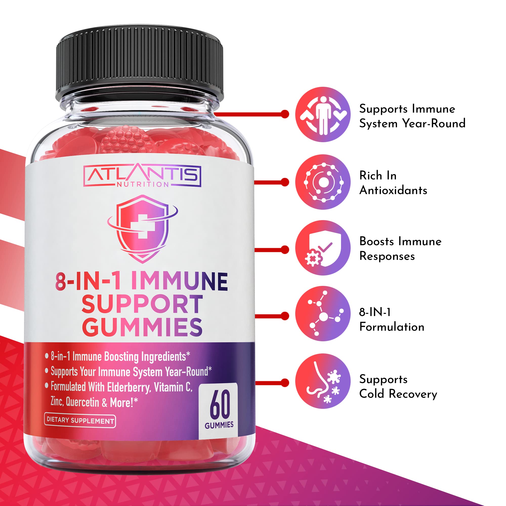 Gominolas Atlantis Nutrition color bayas, sabor intenso.