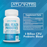 Atlantis Nutrition Probioticos orales, uso diario, favorece equilibrio de la microbiota bucal.