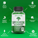 Atlantis Nutrition Supergreens para defensa inmunitaria, antioxidantes y vitaminas en cada gomita.