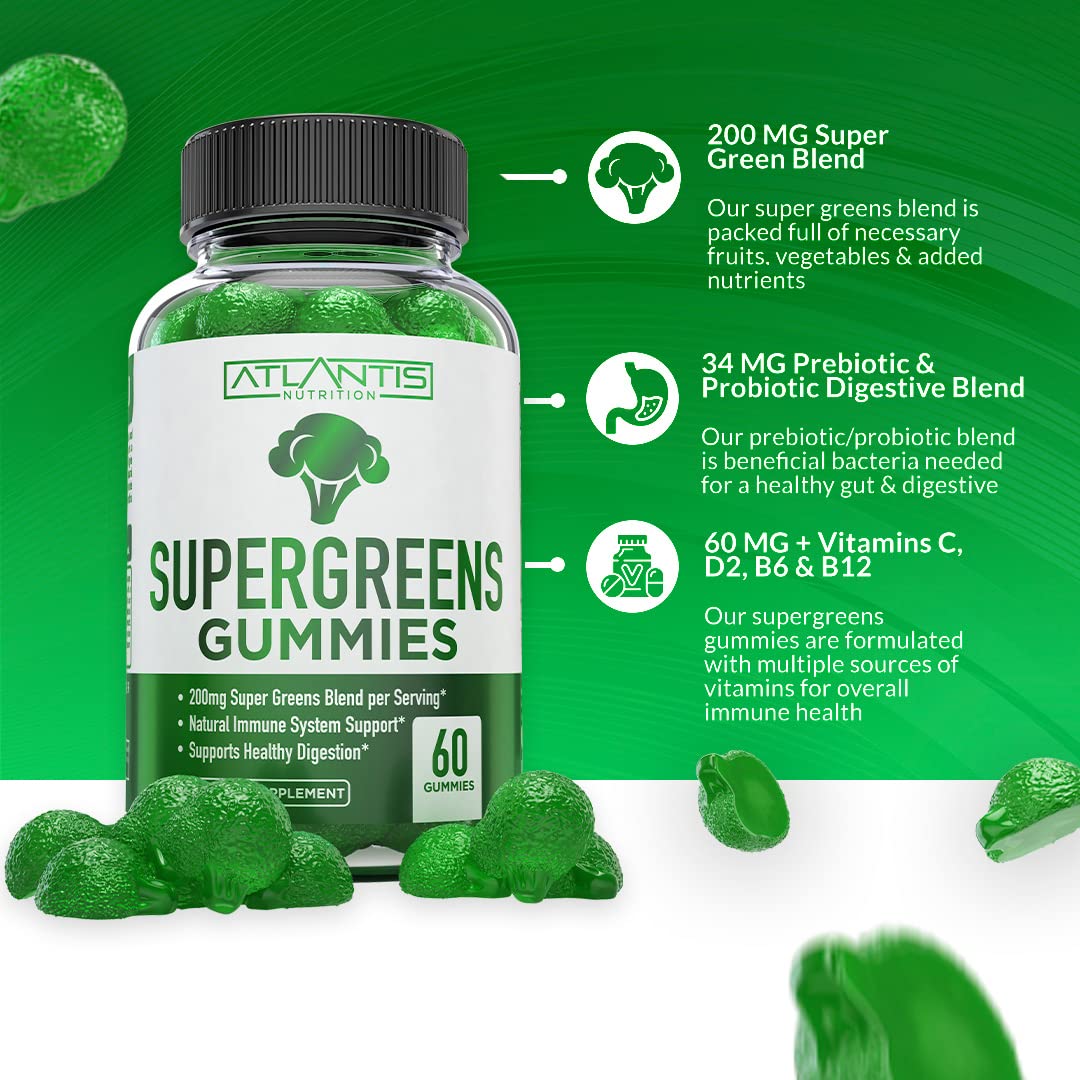 Mezcla de superalimentos de Atlantis Nutrition, muestra de 20 ingredientes para una ingesta diaria.