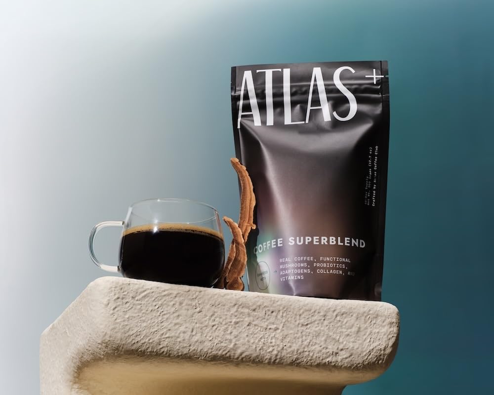 Atlas Coffee Club Superblend con aceite MCT para textura suave.
