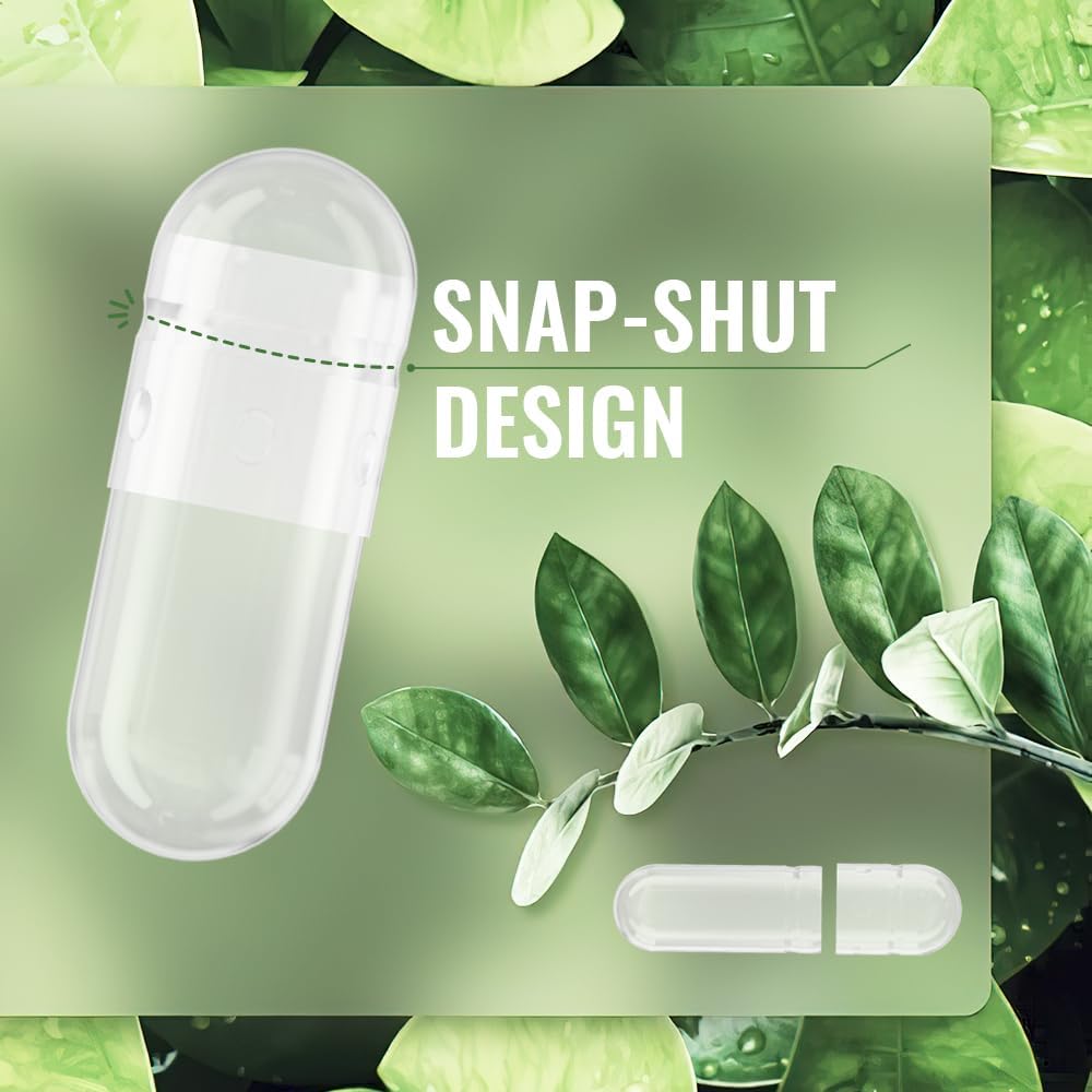 ATNreuro cápsulas veganas HPMC, mostradas con envase claro para rellenos.