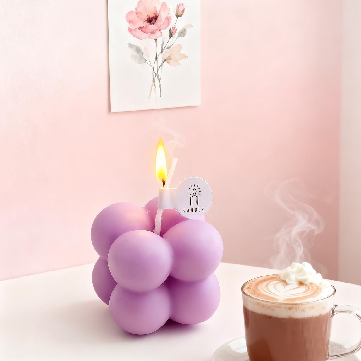 Velas Atojrro Cubo Magico Lavanda: ideal para relajación nocturna en espacios pequeños.