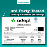 Attain Nutrients Creatine Chews etiqueta libre de colorantes artificiales.