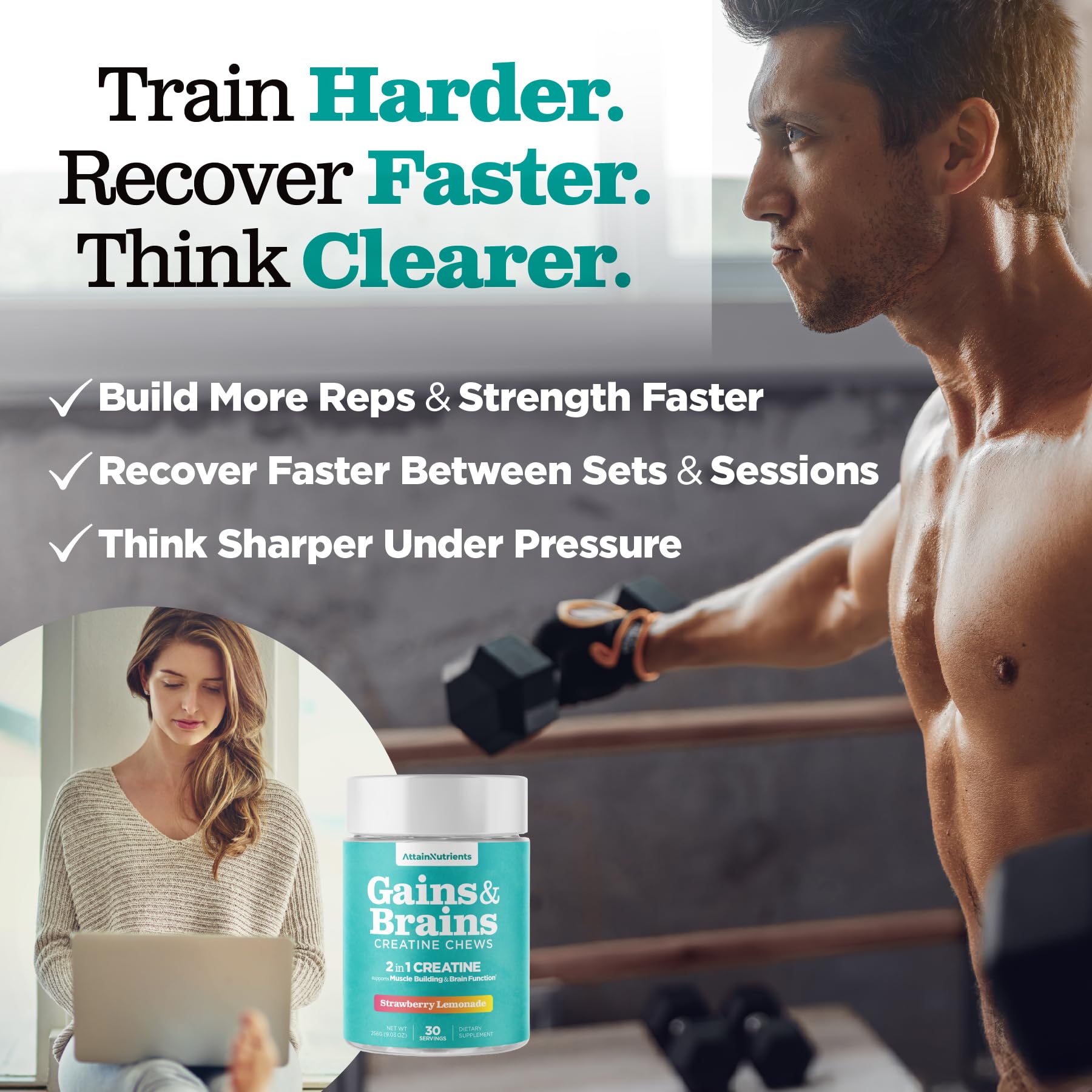 Attain Nutrients Creatine Chews versión vegana, sin sabores artificiales.