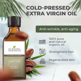Envase de vidrio oscuro conserva la pureza del producto.