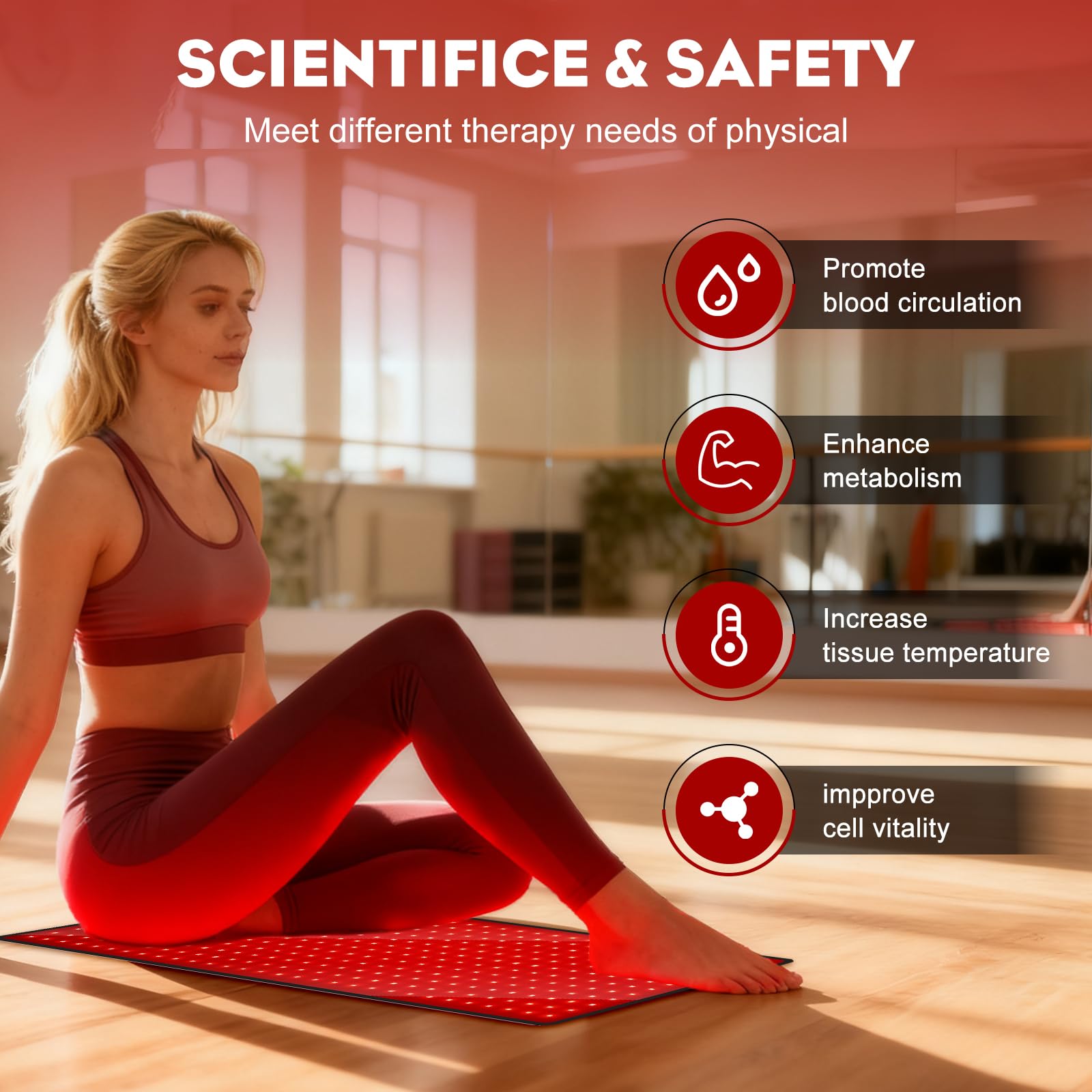 AUDODO manta terapia luz roja ajuste cintura ergonómico para mayor comodidad