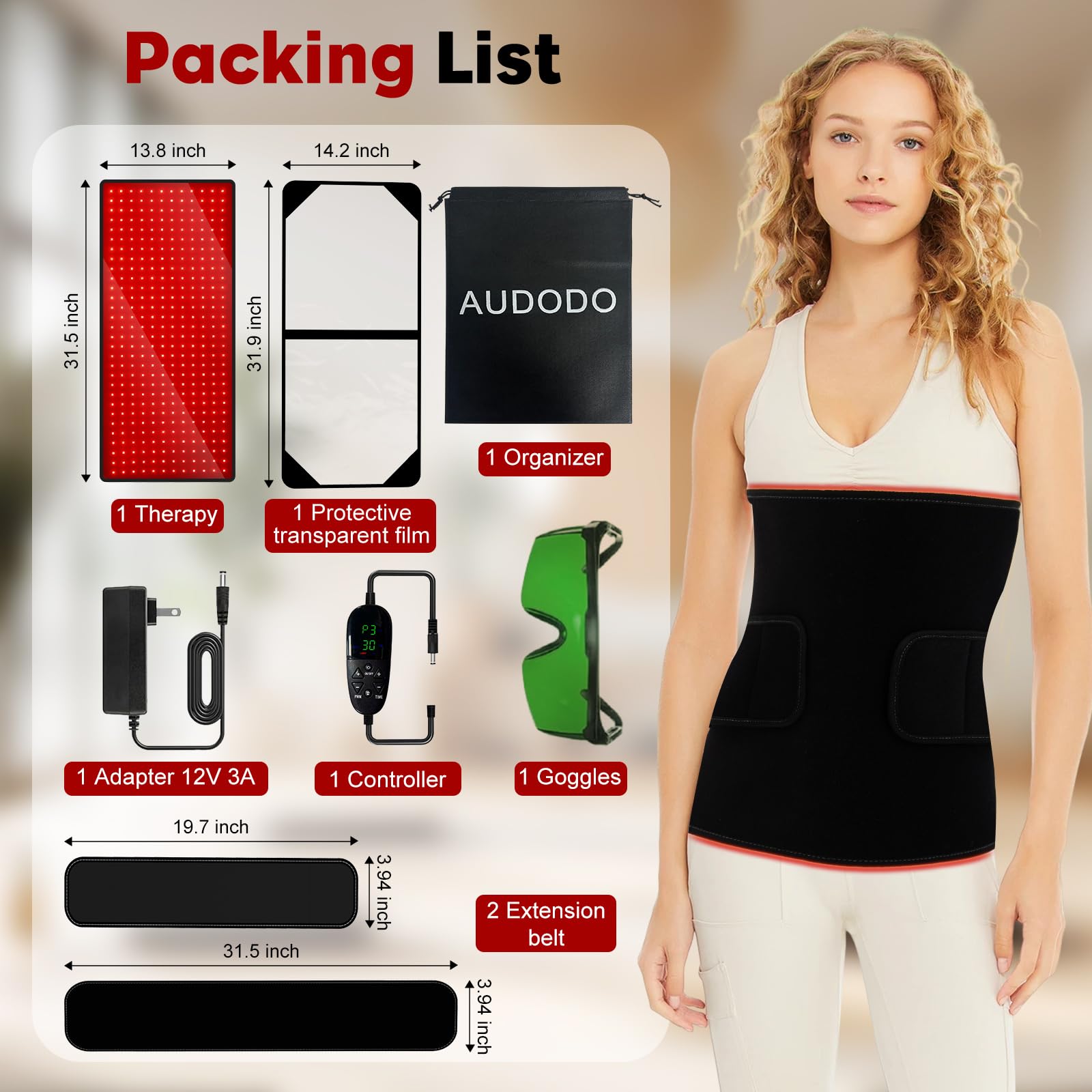 AUDODO manta terapia luz roja diodos-emisores-doble-chip para cobertura uniforme