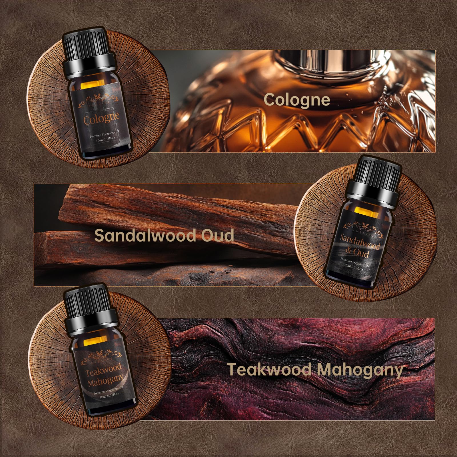 Auelife Frascos de Aceites Hombre 10 ml Ámbar: conserva fragancia
