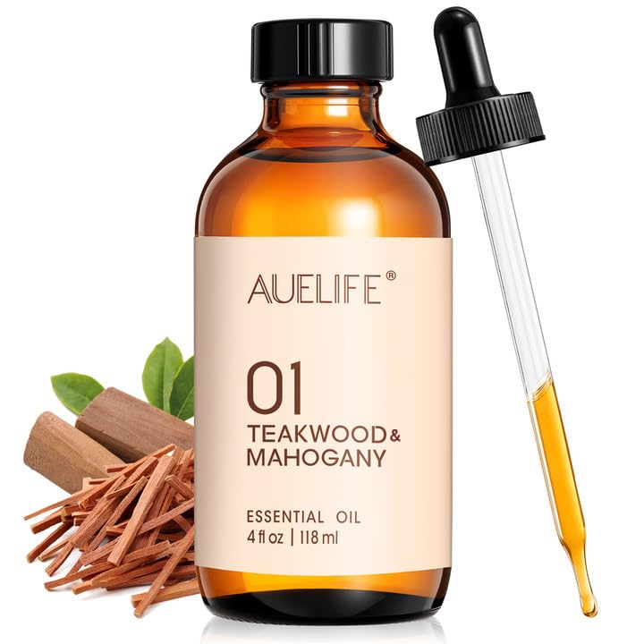 Auelife Teakwood & Mahogany: frasco de aceite esencial para difusores, aroma duradero