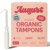 Caja de 24 tampónes August Light, opción práctica para días activos.