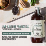 Auivty Flora Biome Probiotico líquido, botella con etiqueta clara.