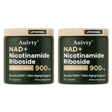 Auivty NAD+ y Resveratrol: botella para energía diaria y piel saludable.