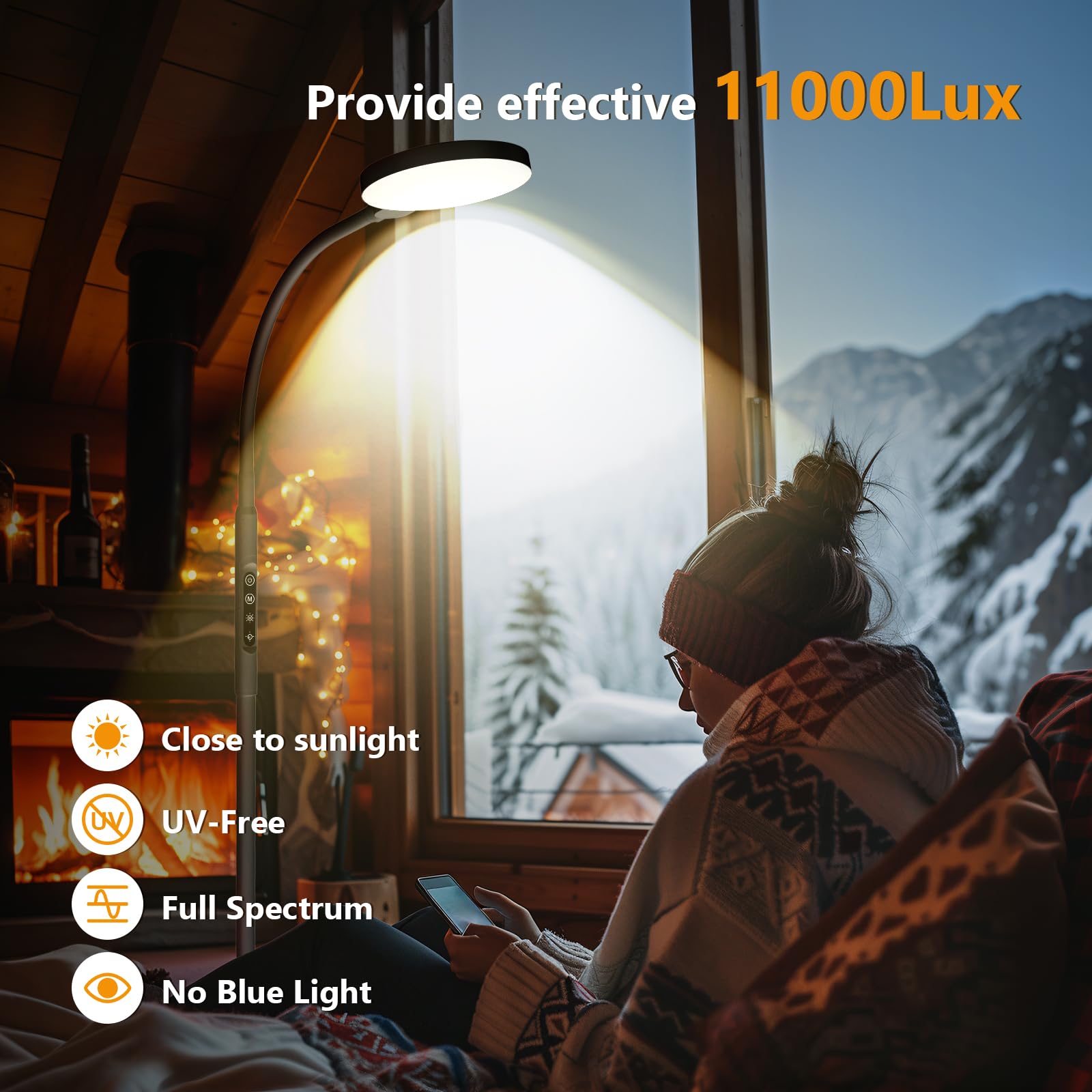 Aulaidik lámpara terapia de luz con 10 brillos ajustables para adaptar la iluminación