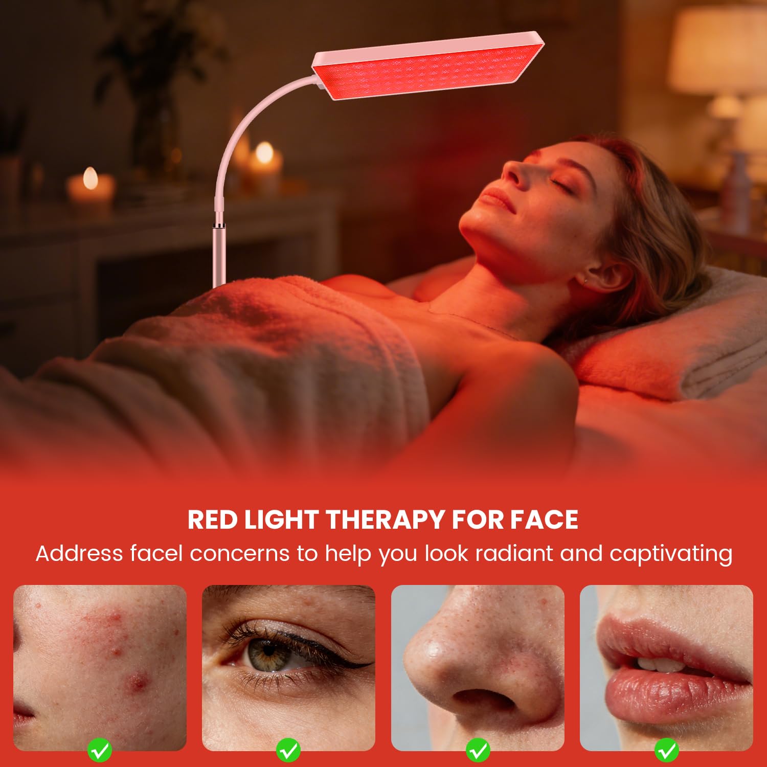 Panel de luz roja 660nm e infrarroja 850nm para uso facial y corporal