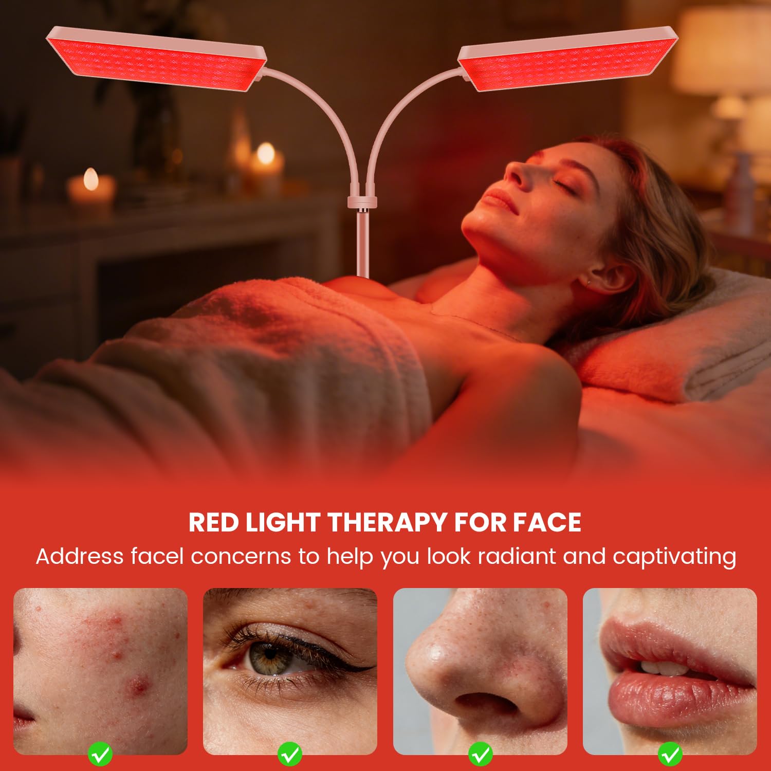 Panel de luz roja Aumtrly con cuello de ganso ajustable para ángulos cómodos.