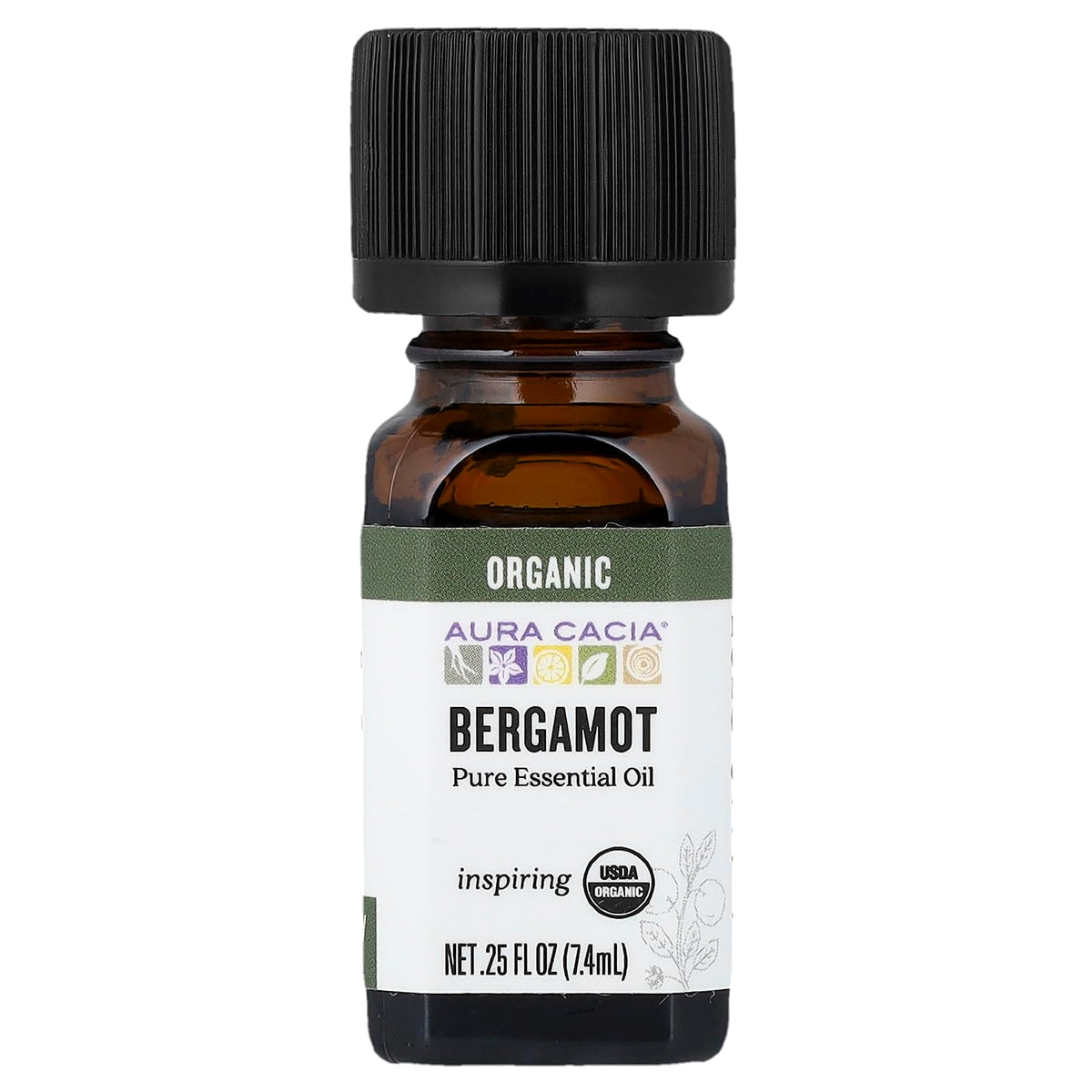 Aura Cacia aceite esencial bergamota en botella para aromaterapia cítrica suave