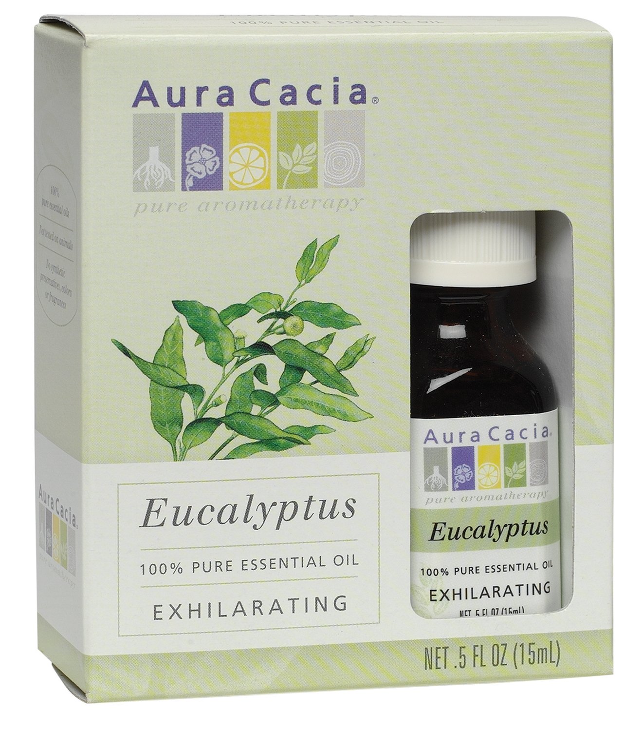 Aura Cacia aceite esencial eucalipto, botella, aroma fresco para ambientar