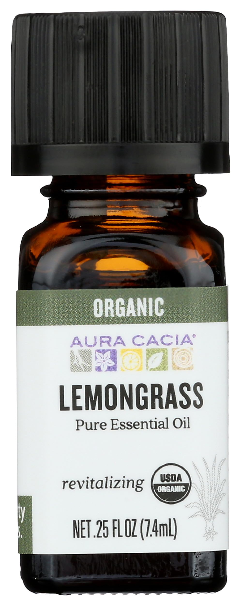 Aura Cacia Aceite Lemongrass, botella de 7.4 ml para difusor y uso diario