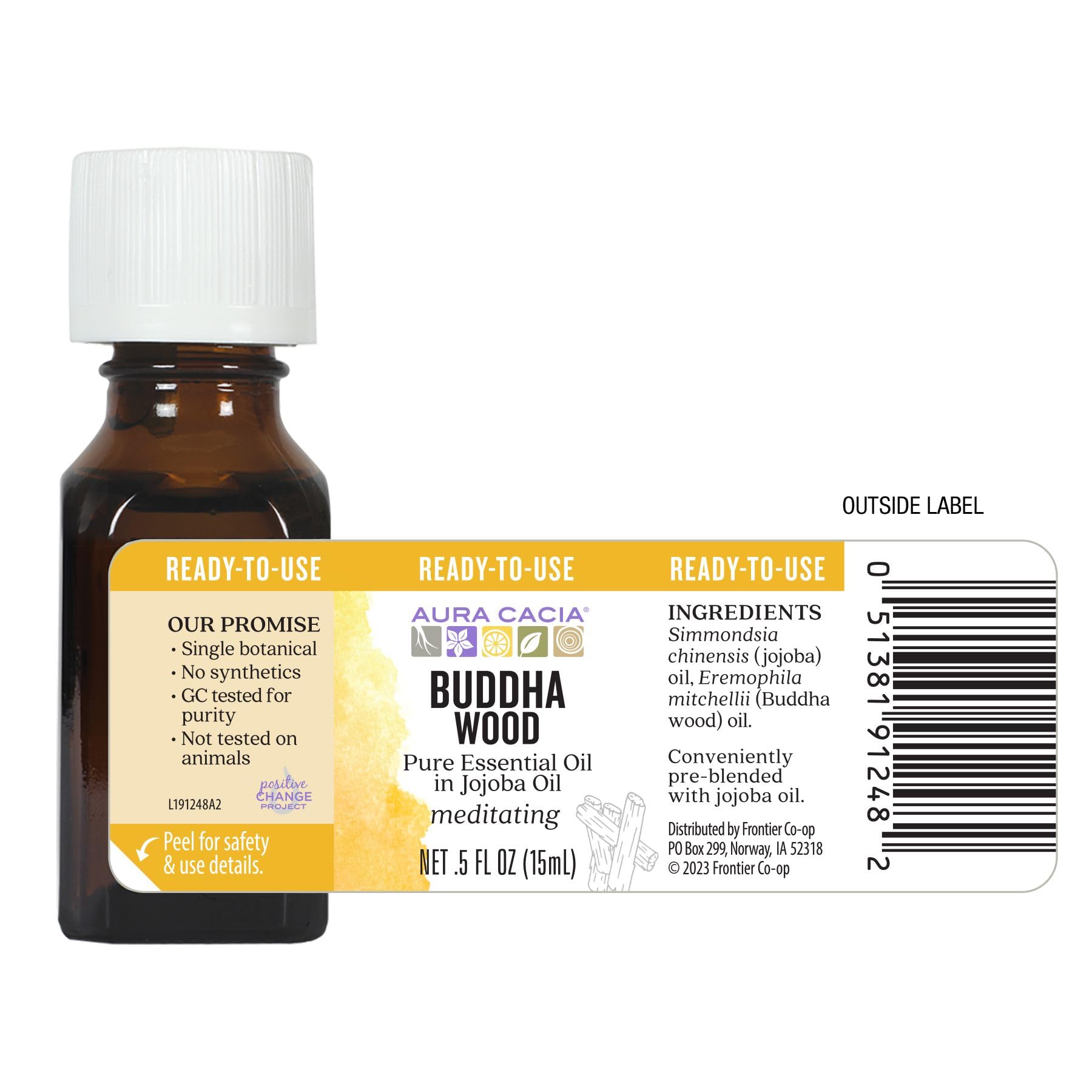 Aura Cacia Buddha Wood en jojoba: textura ligera que se absorbe rápido.