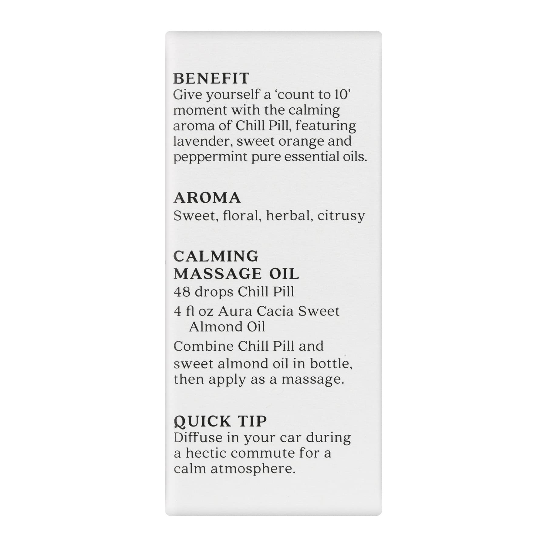 Aura Cacia Chill Pill: mezcla de aceites para aroma reconfortante y envolvente