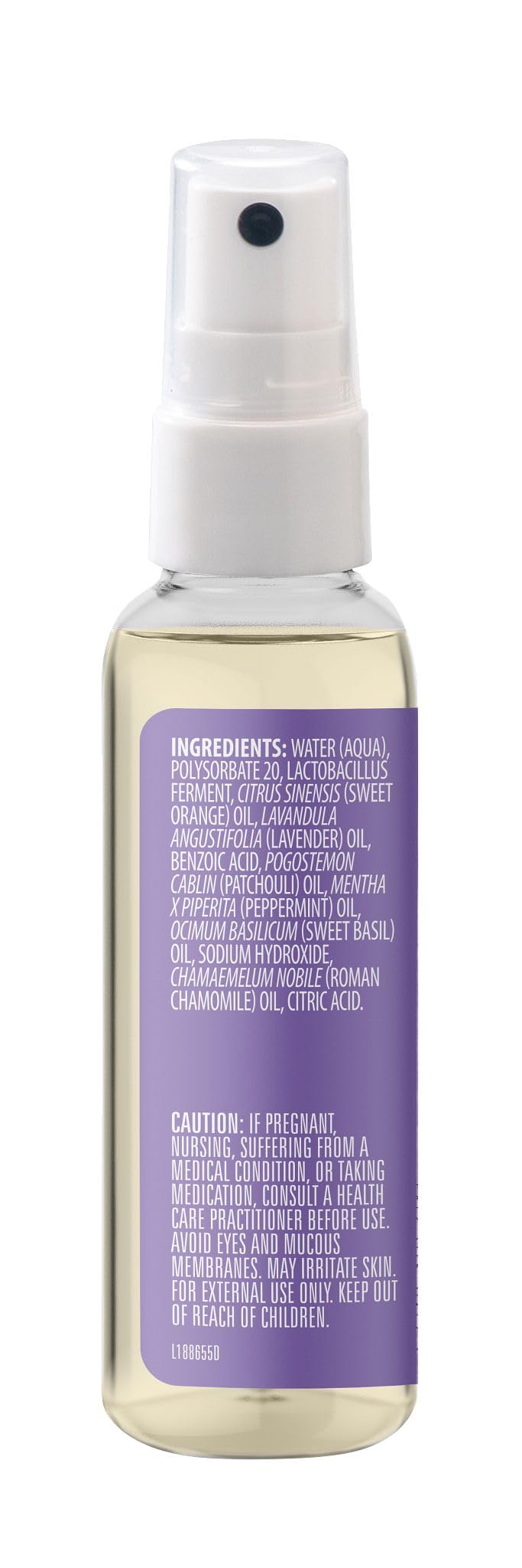 Etiqueta frontal de Aura Cacia Chill Pill Mist para uso diario