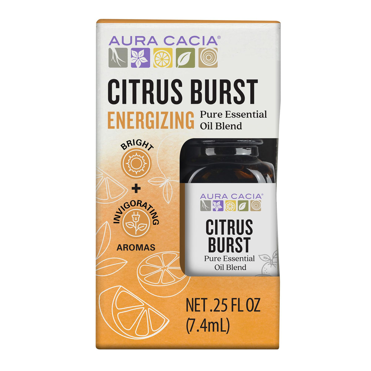 Aura Cacia Citrus Burst en difusor para un ambiente fresco y natural.