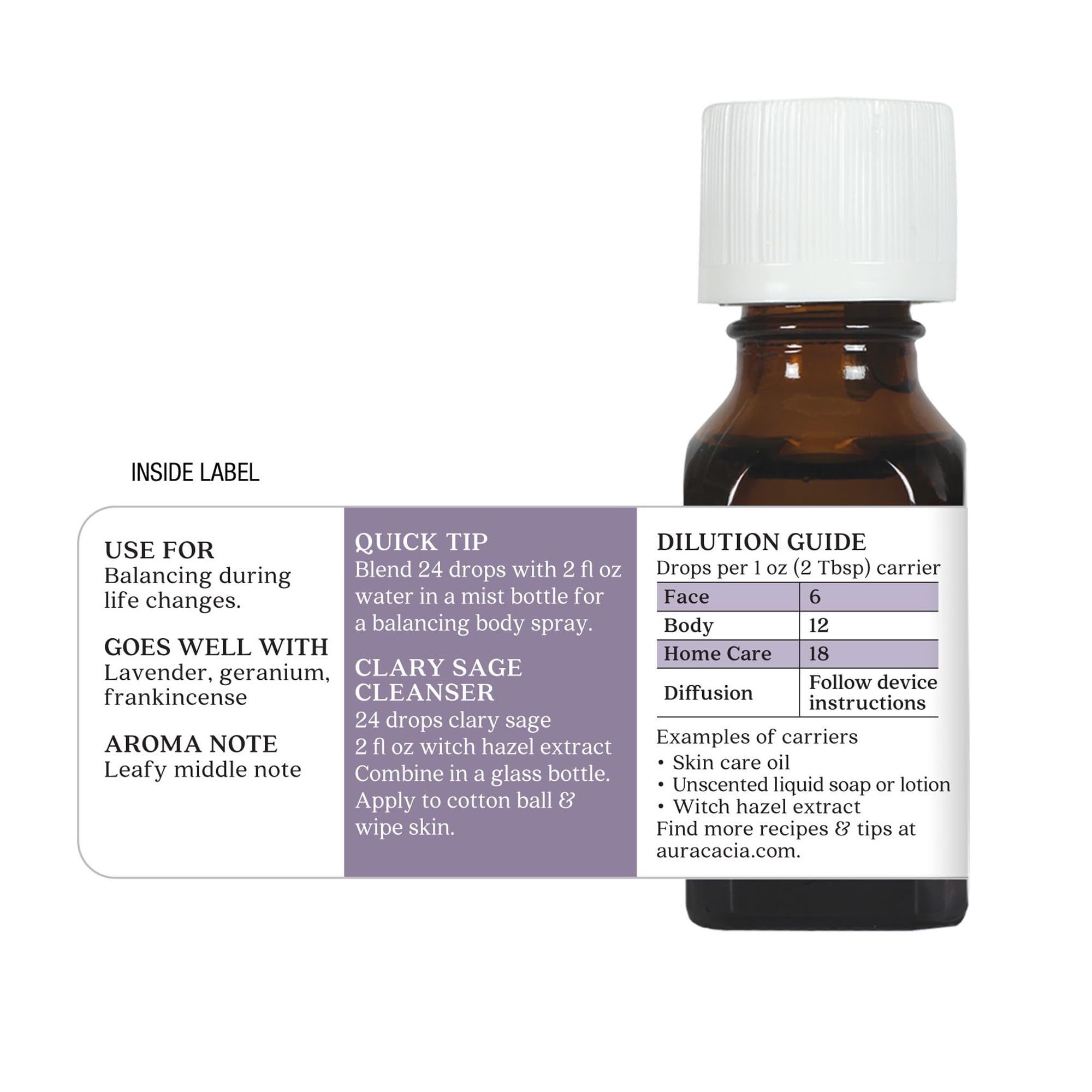 Aura Cacia Clary Sage: mezcla casera para masajes relajantes y cuidado personal.