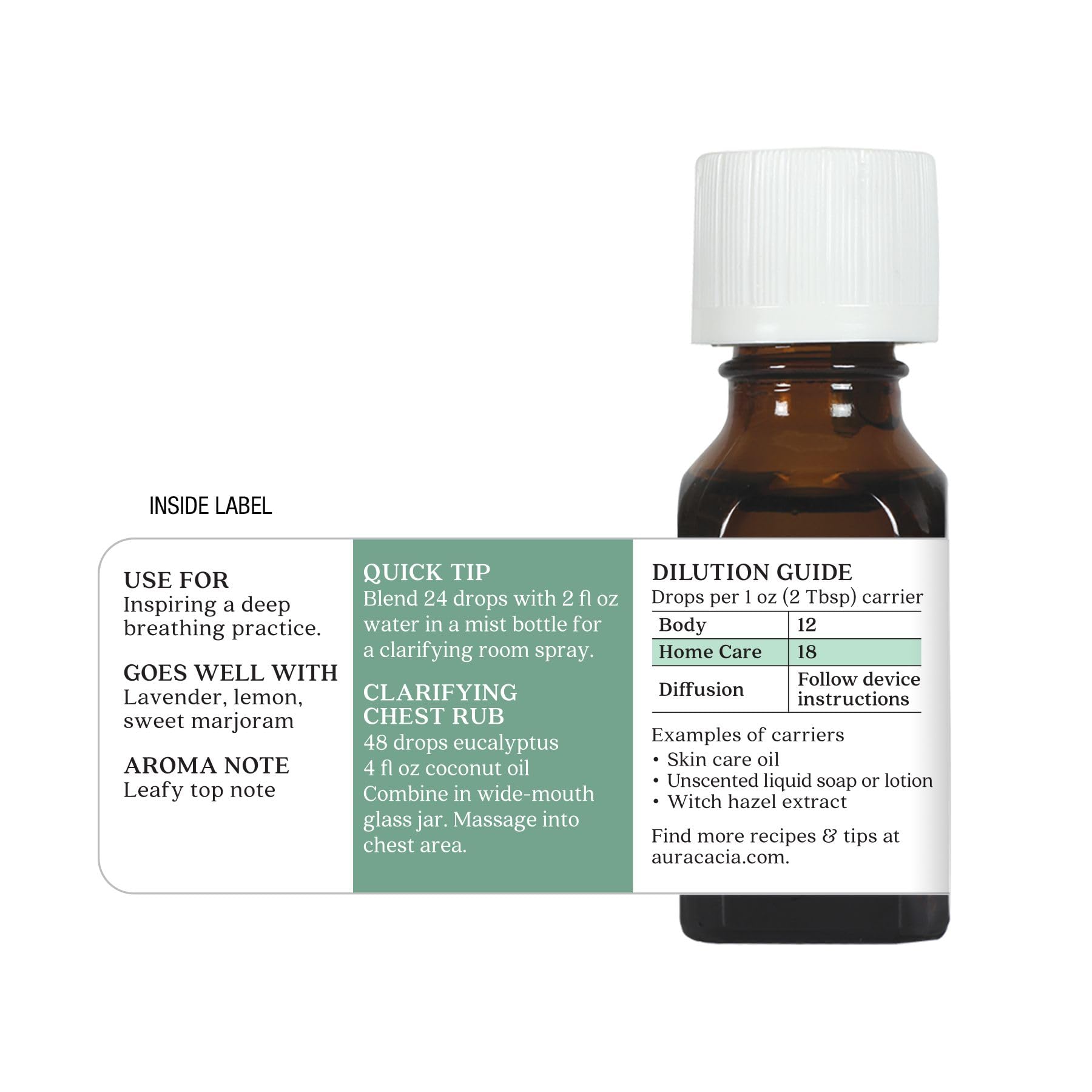 Aceite de eucalipto Aura Cacia para limpieza del hogar con aroma