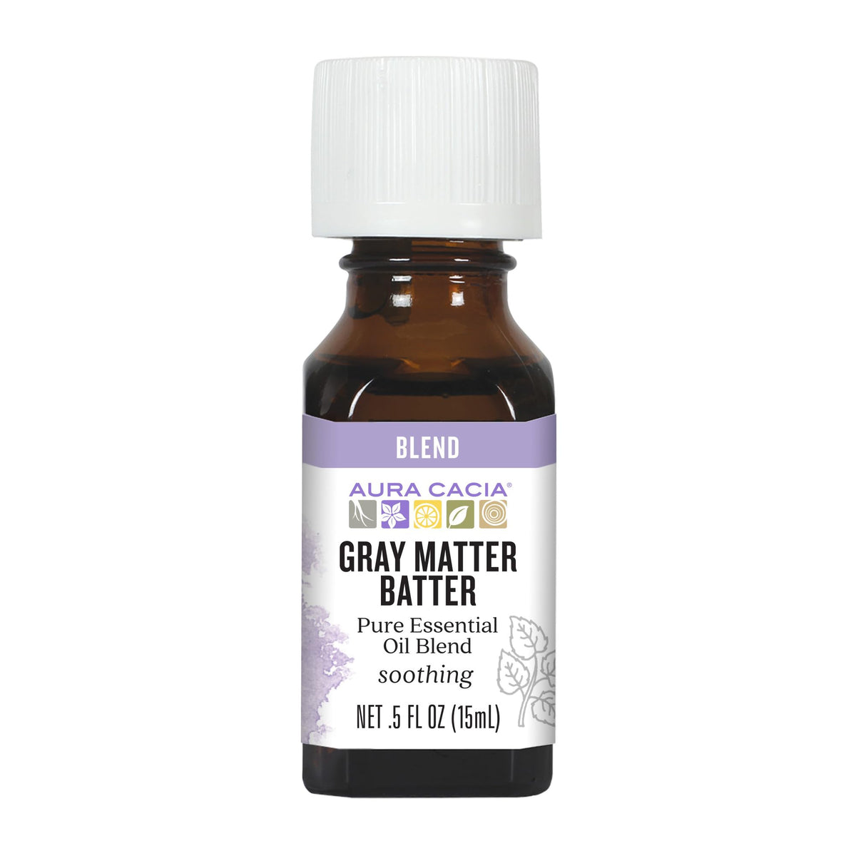 Aura Cacia Gray Matter Batter, bote de aceite esencial, ideal para masaje en las sienes y difusores