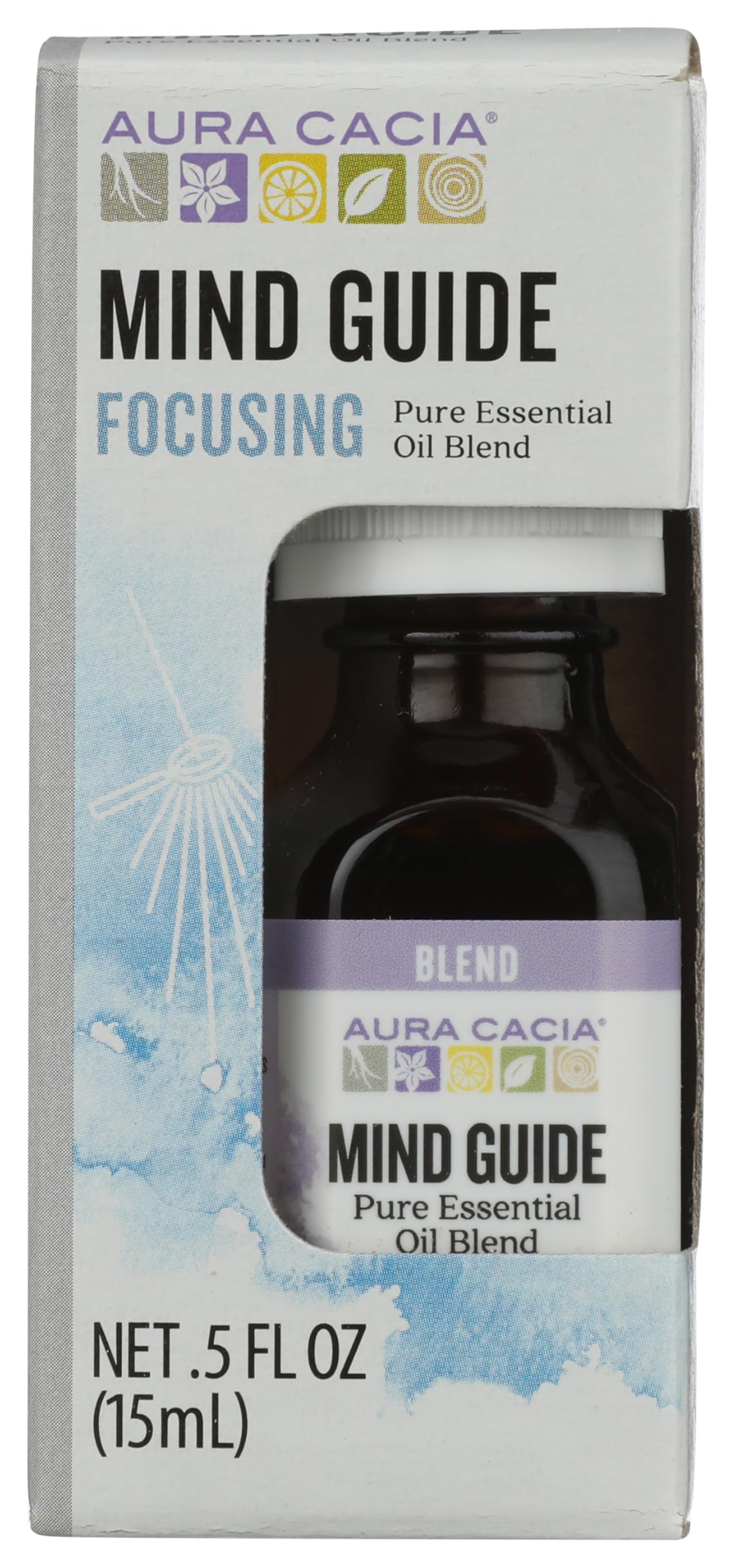 Aura Cacia Guía Mental: bote de aceite esencial para enfoque y claridad.