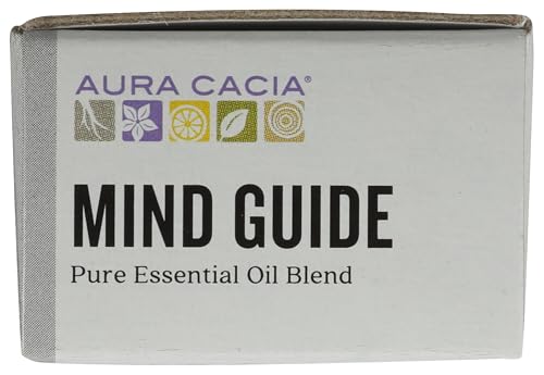 Aura Cacia Guía Mental: empaque exterior resalta libre de crueldad y pureza.