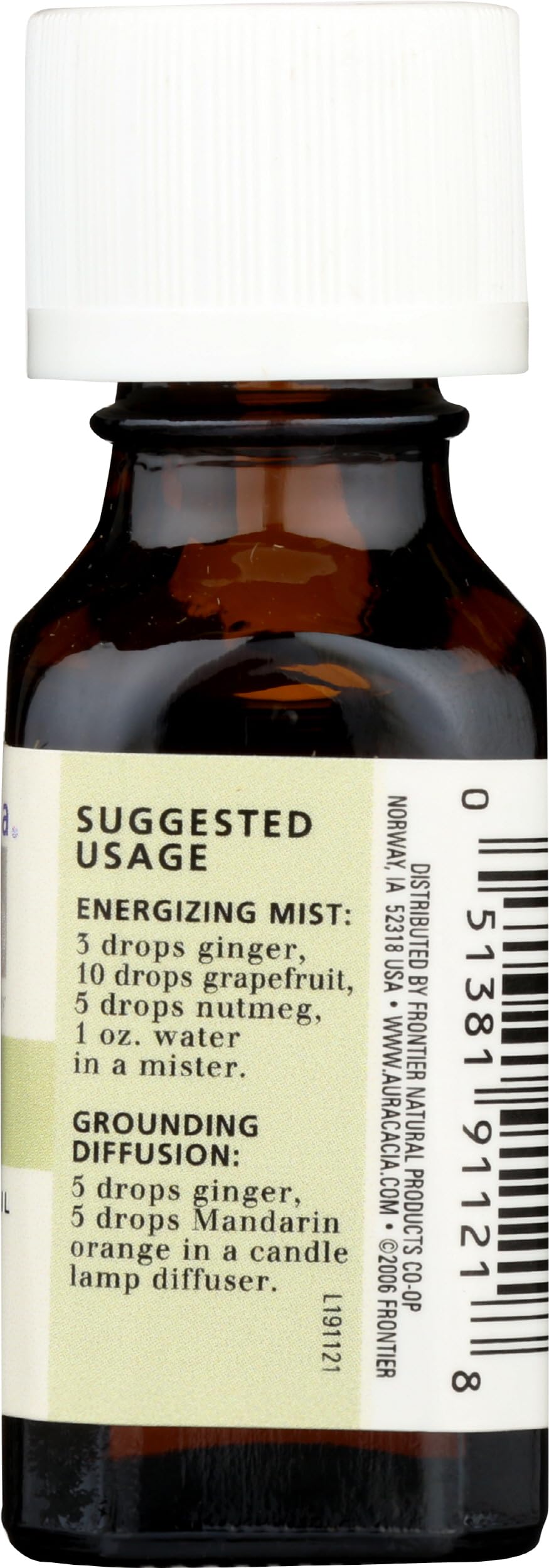 Aura Cacia Jengibre: ideal para difusión que crea ambientes reconfortantes y estimulantes.