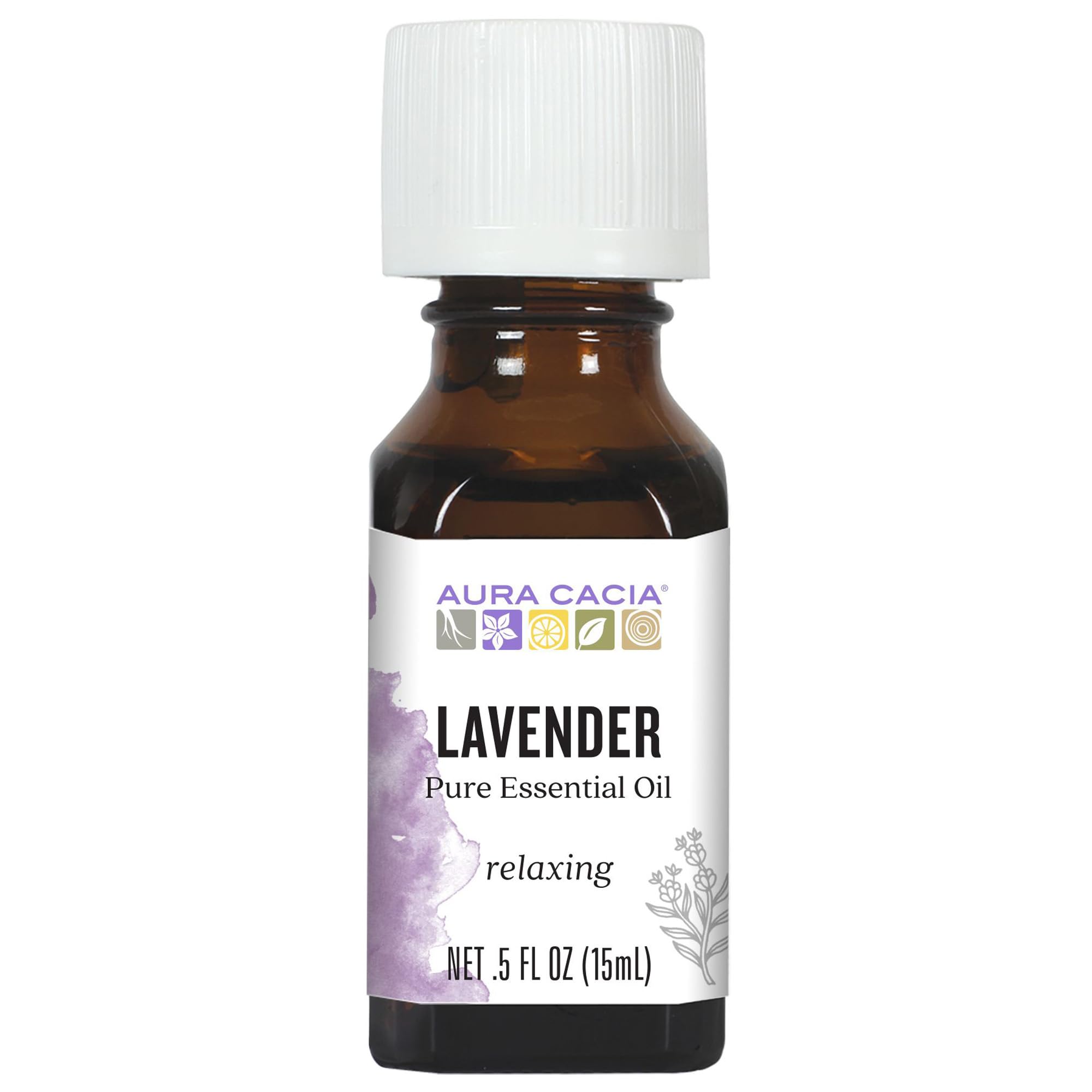 Aura Cacia Lavanda aceite esencial 15 ml, botella lista para aromaterapia.